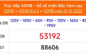 XSMB 8/12 - Kết quả Xổ số miền Bắc hôm nay 8/12/2025 - Kết quả XSMB thứ Hai ngày 8 tháng 12