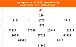 XSHCM 1/2 - XSTP thứ Bảy - Kết quả xổ số Hồ Chí Minh hôm nay ngày 1/2/2025