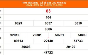 XSBL 11/2 - Kết quả xổ số Bạc Liêu hôm nay 11/2/2025 - Trực tiếp XSBL ngày 11 tháng 2