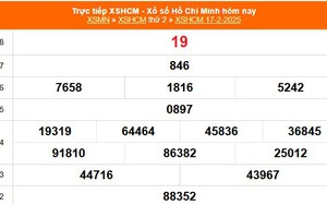 XSHCM 17/2 - XSTP thứ Hai - Kết quả xổ số Hồ Chí Minh hôm nay ngày 17/2/2025