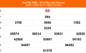XSBL 11/3 - Kết quả xổ số Bạc Liêu hôm nay 11/3/2025 - Trực tiếp XSBL ngày 11 tháng 3