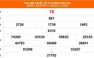 XSCM 17/3 - Kết quả xổ số Cà Mau hôm nay 17/3/2025 - Trực tiếp XSCM ngày 17 tháng 3