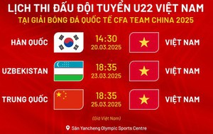 Lịch thi đấu của U22 Việt Nam giải giao hữu quốc tế U22 tại Trung Quốc