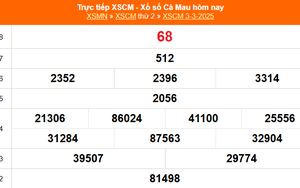 XSCM 3/3 - Kết quả xổ số Cà Mau hôm nay 3/3/2025 - Trực tiếp XSCM ngày 3 tháng 3