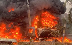 Cháy xe chở dầu trên cao tốc Nội Bài - Lào Cai khiến 2 người thương vong