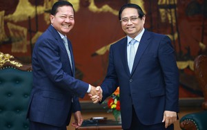 Thủ tướng Phạm Minh Chính tiếp Phó Thủ tướng Campuchia Neth Savoeun nhân dịp tham dự Hội nghị P4G