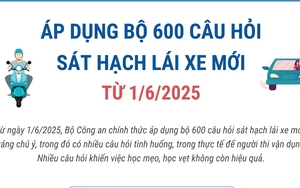Từ ngày 1/6/2025, áp dụng bộ 600 câu hỏi sát hạch giấy phép lái xe mới