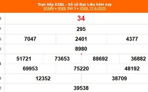 XSBL 17/6 - Kết quả xổ số Bạc Liêu hôm nay 17/6/2025 - Trực tiếp XSBL ngày 17 tháng 6
