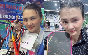 Hoa khôi bóng chuyền Kim Huệ giành danh hiệu khi thi đấu pickleball 