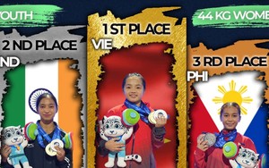 Tài năng trẻ cử tạ Việt Nam tỏa sáng rực rỡ ở giải châu Á với 2 HCV và 1 HCB