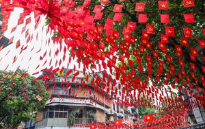 Sắc đỏ ngập tràn ngõ phố Thủ đô