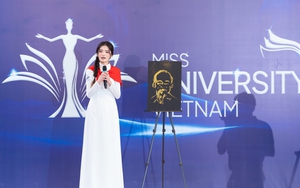 Thí sinh Hoa hậu Sinh viên Việt Nam 2025 gây ấn tượng với bức chân dung Chủ tịch Hồ Chí Minh