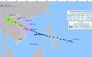 Dự báo 19 giờ ngày 28/9, bão trên vùng biển Nghệ An - Quảng Trị