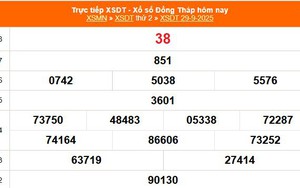 XSDT 29/9 - Kết quả xổ số Đồng Tháp hôm nay 29/9/2025 - Trực tiếp XSDT ngày 29 tháng 9