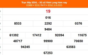 XSVL 5/9 - Kết quả xổ số Vĩnh Long hôm nay 5/9/2025 - Trực tiếp XSVL ngày 5 tháng 9