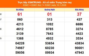 XSMT 10/1 - Kết quả xổ số miền Trung hôm nay 10/1/2026 - Kết quả XSMT thứ Bảy ngày 10 tháng 1