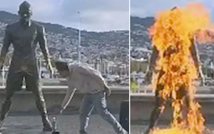 Bức tượng Cristiano Ronaldo bị đốt ngay trước bảo tàng CR7, kẻ phá hoại gửi thông điệp gây sốc