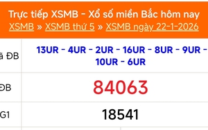 XSMB 22/1 - Kết quả Xổ số miền Bắc hôm nay 22/1/2026 - Kết quả XSMB thứ Năm ngày 22 tháng 1