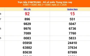 XSMT 27/1 - Kết quả xổ số miền Trung hôm nay 27/1/2026 - Kết quả XSMT thứ Ba ngày 27 tháng 1
