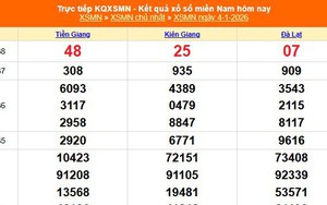 XSMN 4/1 - Kết quả xổ số miền Nam hôm nay 4/1/2026 - Trực tiếp XSMN ngày 4 tháng 1