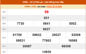 XSDL 25/10- Kết quả xổ số Đà Lạt hôm nay 25/10/2026 - Trực tiếp XSDL ngày 25 tháng 10