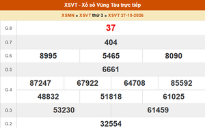 XSVT 27/10 - Kết quả xổ số Vũng Tàu hôm nay 27/10/2026 - Trực tiếp XSVT ngày 27 tháng 10