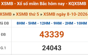 XSMB 8/10 - Kết quả Xổ số miền Bắc hôm nay 8/10/2026 - Kết quả XSMB thứ Năm ngày 8 tháng 10