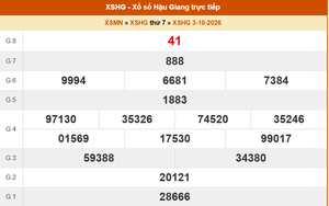 XSHG 10/10 - Kết quả xổ số Hậu Giang hôm nay 10/10/2026 - Trực tiếp xổ số hôm nay ngày 10 tháng 10