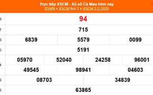 XSCM 2/2 - Kết quả xổ số Cà Mau hôm nay 2/2/2026 - Trực tiếp XSCM ngày 2 tháng 2