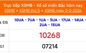 XSMB 5/2 - Kết quả Xổ số miền Bắc hôm nay 5/2/2026 - Kết quả XSMB thứ Năm ngày 5 tháng 2