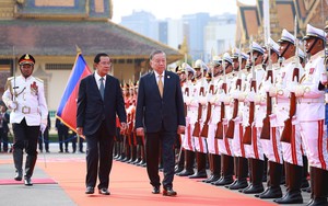 Lễ đón trọng thể Tổng Bí thư Tô Lâm thăm cấp Nhà nước tới Vương quốc Campuchia