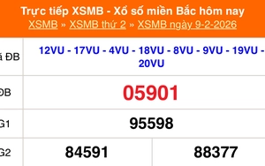 XSMB 9/2 - Kết quả Xổ số miền Bắc hôm nay 9/2/2026 - Kết quả XSMB thứ Hai ngày 9 tháng 2