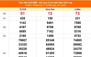 XSMN 16/3 - Kết quả xổ số miền Nam hôm nay 16/3/2026 - Trực tiếp XSMN ngày 16 tháng 3