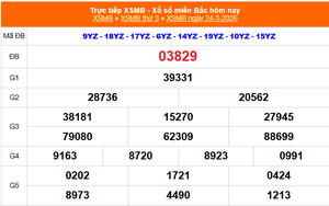XSMB 24/3 - Kết quả Xổ số miền Bắc hôm nay 24/3/2026 - Kết quả XSMB thứ Ba ngày 24 tháng 3