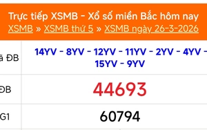 XSMB 26/3 - Kết quả Xổ số miền Bắc hôm nay 26/3/2026 - Kết quả XSMB thứ Năm ngày 26 tháng 3