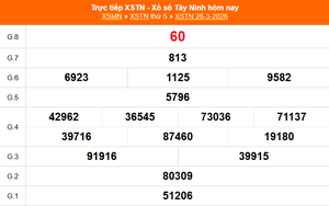 XSTN 26/3 - Kết quả xổ số Tây Ninh hôm nay 26/3/2026 - Trực tiếp XSTN ngày 26 tháng 3