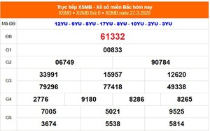 XSMB 27/3 - Kết quả Xổ số miền Bắc hôm nay 27/3/2026 - Kết quả XSMB thứ Sáu ngày 27 tháng 3