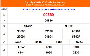 XSMB 9/3 - Kết quả Xổ số miền Bắc hôm nay 9/3/2026 - Kết quả XSMB thứ Hai ngày 9 tháng 3