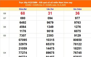 XSMN 15/4 - Kết quả xổ số miền Nam hôm nay 15/4/2026 - Trực tiếp XSMN ngày 15 tháng 4