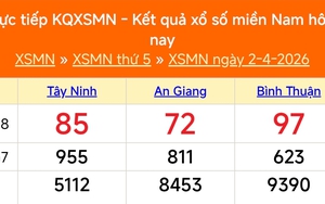 XSMN 2/4 - Kết quả xổ số miền Nam hôm nay 2/4/2026 - Trực tiếp XSMN ngày 2 tháng 4