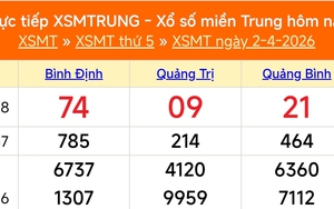 XSMT 2/4 - Kết quả xổ số miền Trung hôm nay 2/4/2026 - Kết quả XSMT thứ Năm ngày 2 tháng 4