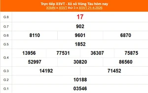 XSVT 21/4 - Kết quả xổ số Vũng Tàu hôm nay 21/4/2026 - Trực tiếp XSVT ngày 21 tháng 4