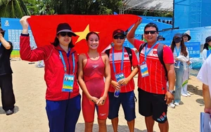 Vượt qua nhiều đối thủ mạnh, nữ kình ngư của Việt Nam giành huy chương ở Đại hội thể thao bãi biển châu Á