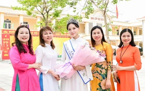 Á hậu Thu Trúc tri ân trường cũ trước giờ dự thi quốc tế