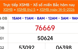 XSMB 14/5 - Kết quả Xổ số miền Bắc hôm nay 14/5/2026 - Kết quả XSMB thứ Năm ngày 14 tháng 5