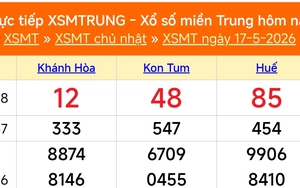 XSMT 17/5 - Kết quả xổ số miền Trung hôm nay 17/5/2026 - Kết quả XSMT Chủ Nhật ngày 17 tháng 5