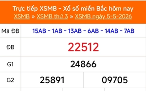 XSMB 7/5 - Kết quả Xổ số miền Bắc hôm nay 7/5/2026 - Trực tiếp xổ số hôm nay ngày 7 tháng 5