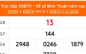 XSBTH 7/5 - Kết quả xổ số Bình Thuận hôm nay 7/5/2026 - Trực tiếp XSBTH ngày 7 tháng 5