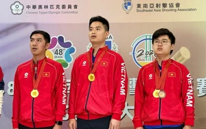 Bắn súng Việt Nam giành HCV 10m súng ngắn hơi đồng đội nam tại giải Đông Nam Á 2026