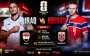 TRỰC TIẾP bóng đá Iraq vs Na Uy 05h00 ngày 17/6, bảng B World Cup 2026